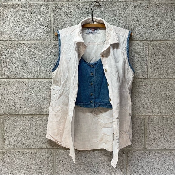 Vintage No Barriers Layered Button Down Tank - Picture 1 of 8